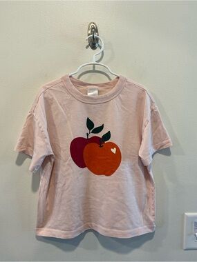 Hanna Andersson graphic tee sweet apples girls size 120 6-7 relaxed fit  fruit